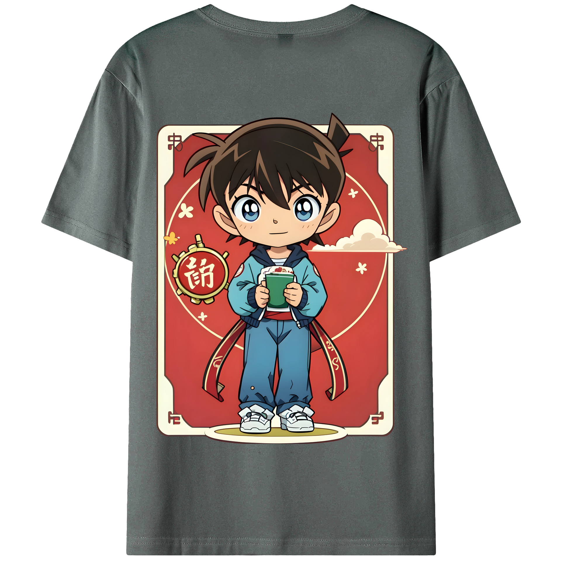 （画像用） 名探偵コナン 江戸川 コナン Detective Conan Conan Edogawa 綿100％半袖Tシャツ（背面プリント）